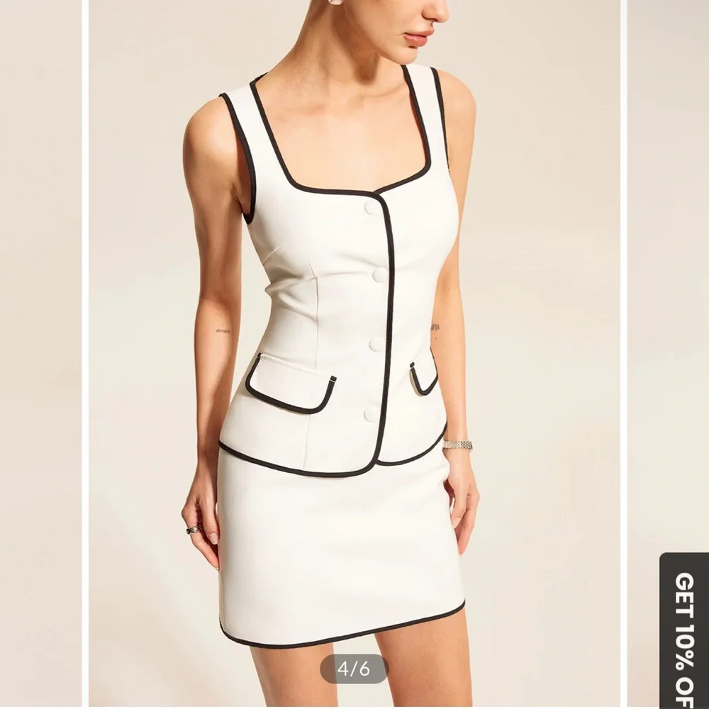 Commense White and Black Skirt Set - Picture 3 of 4